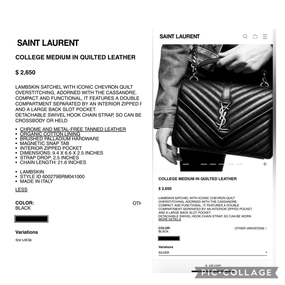 A113- 💯% authentic YSL College medium bag - Picture 17 of 17